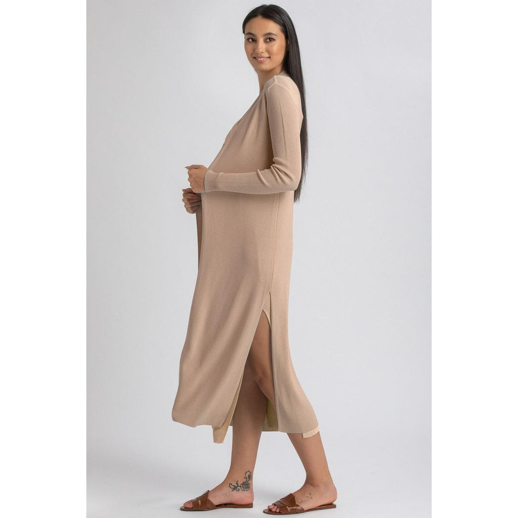 TULIP - Cardigan Premaman Marrone con Spacchi Laterali