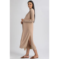 TULIP - Cardigan Premaman Marrone con Spacchi Laterali