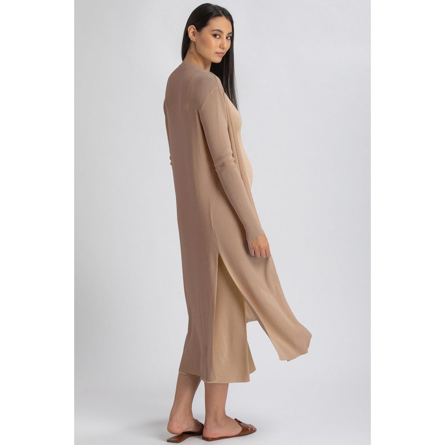 TULIP - Cardigan Premaman Marrone con Spacchi Laterali