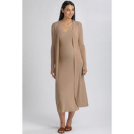 TULIP - Cardigan Premaman Marrone con Spacchi Laterali