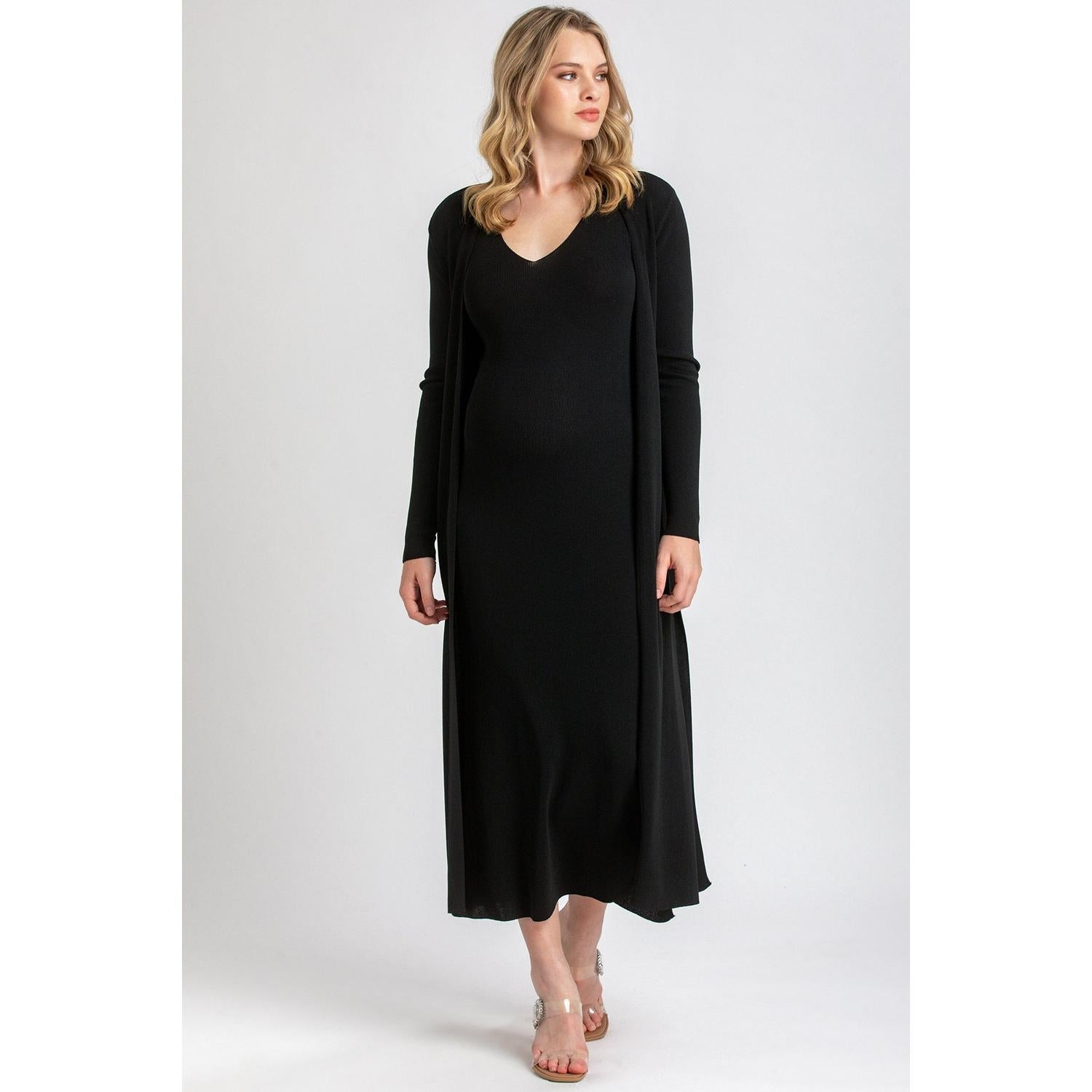 TULIP - Cardigan Premaman Nero con Spacchi Laterali