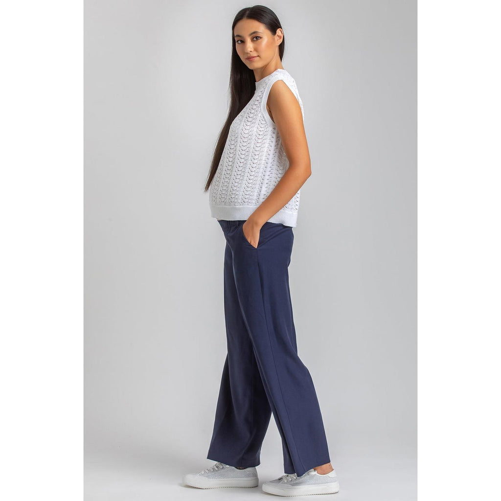 WARREN - Pantaloni Premaman a Gamba Larga Blu