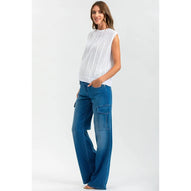 WIDE LEG WA02 - Jeans Premaman a Gamba Larga con Tasche Laterali