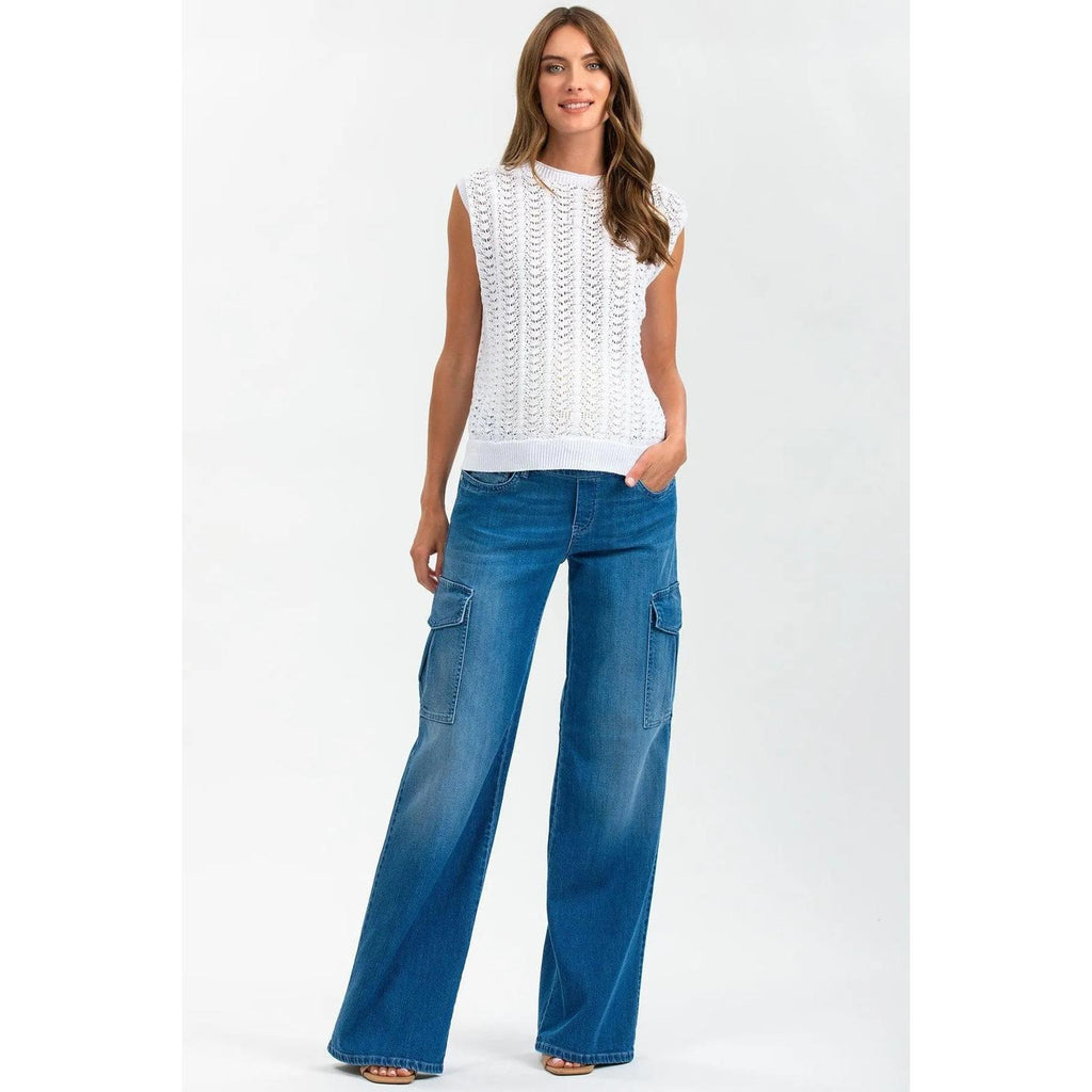 WIDE LEG WA02 - Jeans Premaman a Gamba Larga con Tasche Laterali