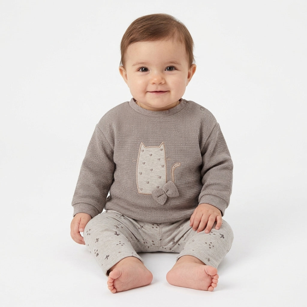 Wonderlife - Completo Due Pezzi Tortora E Panna Per Neonati e Bambini 261019-I