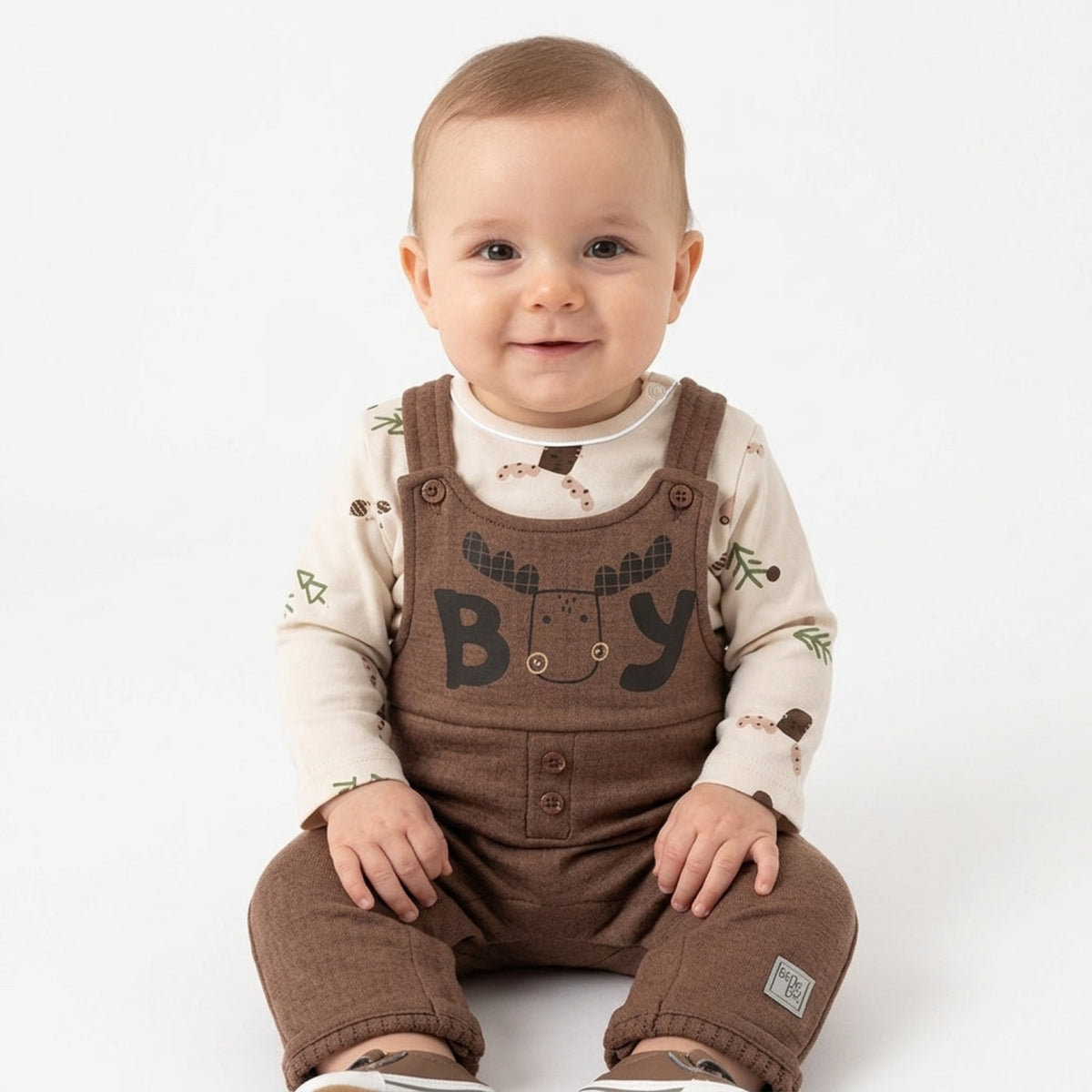 Wonderlife - Completo Salopette Marrone Per Neonati e Bambini 260842-I