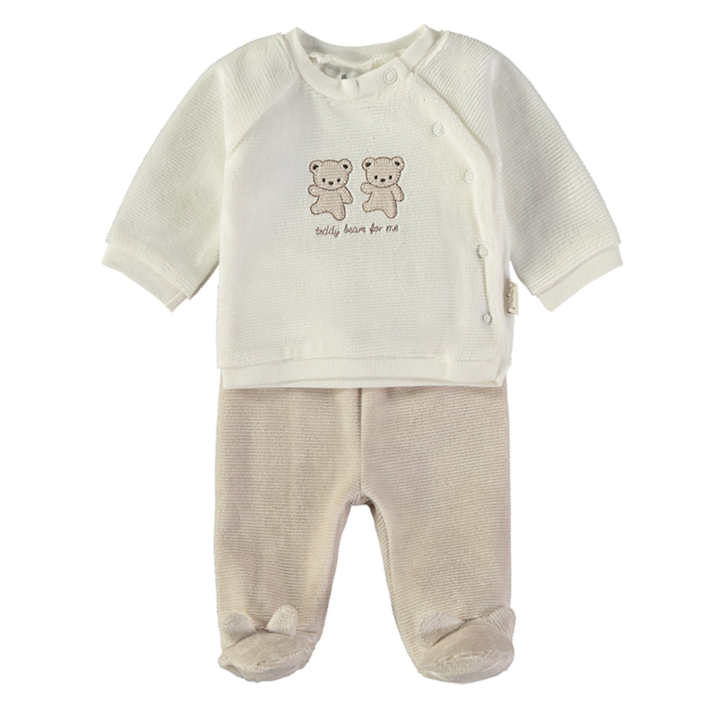 Wonderlife - Completo Tutina Clinica Ecru Due Pezzi Per Neonati 260008-I