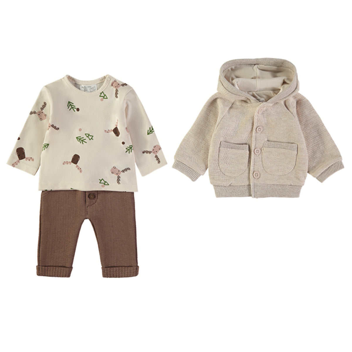 Wonderlife - Completo 3 Pezzi Beige & Marrone Per Neonati e Bambini 260833-I