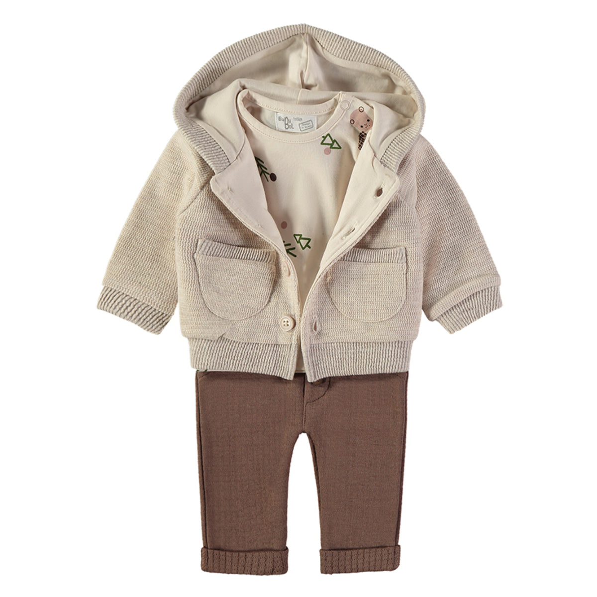 Wonderlife - Completo 3 Pezzi Beige & Marrone Per Neonati e Bambini 260833-I