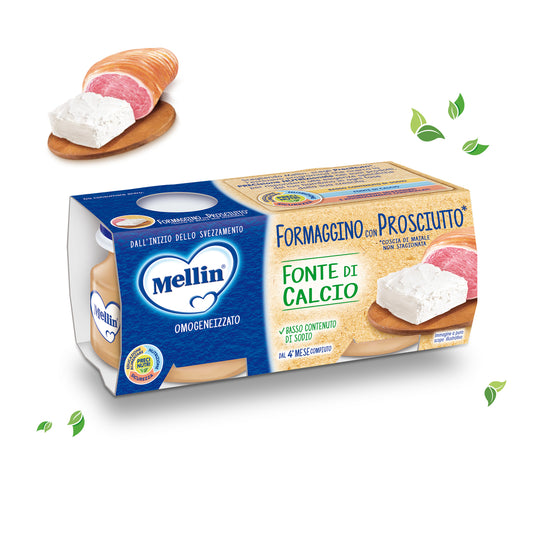 Mellin - Omogeneizzato Formaggino Prosciutto - Confezione 2x80 gr