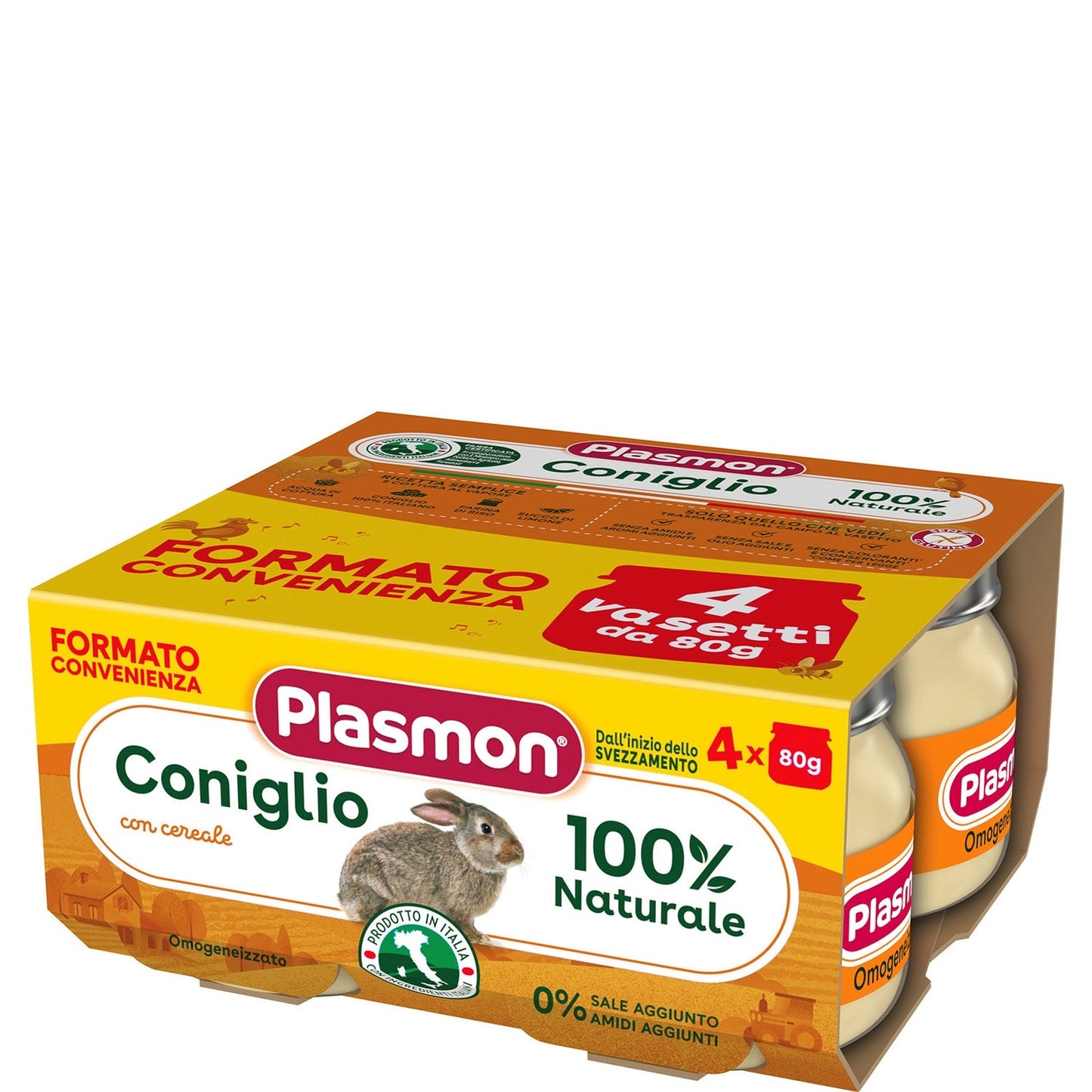 Plasmon - Omogeneizzato Carne Coniglio; Confezione 4x80 gr