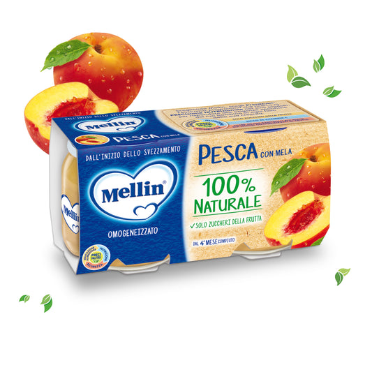 Mellin - Omogeneizzato Pesca con Mela: Confezione 2x100 gr
