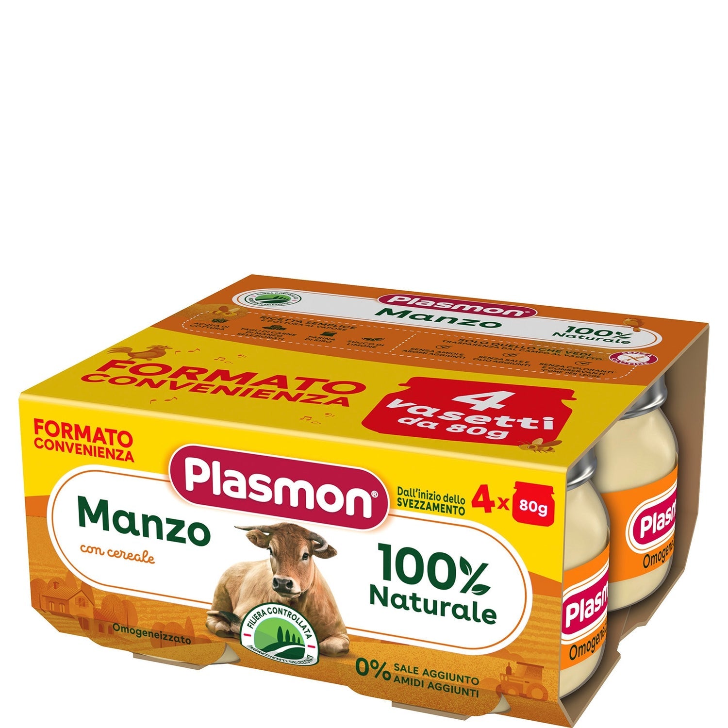 Plasmon - Omogenizzato Carne Manzo: Confezione 4x80 gr