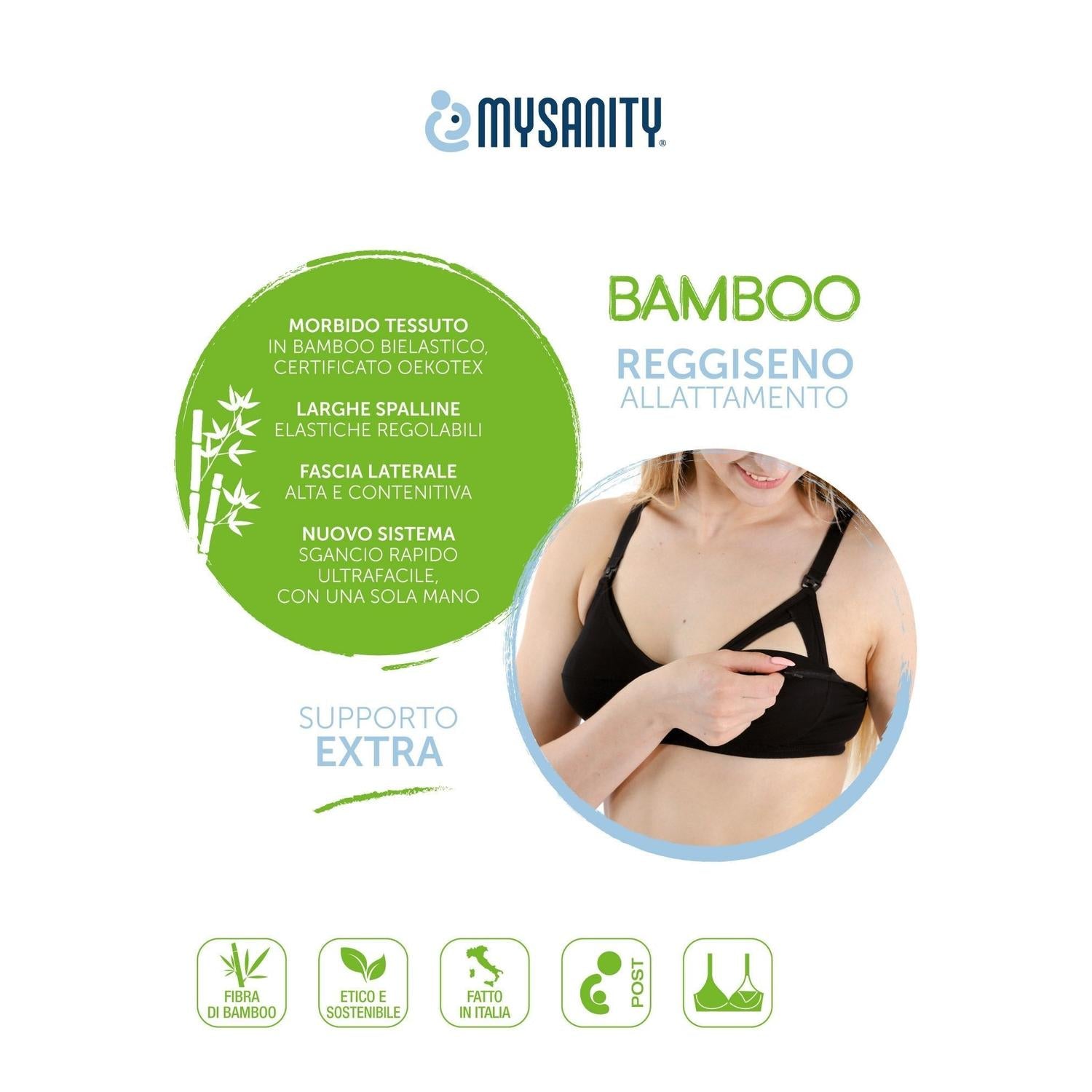 Mysanity - Reggiseno Allattamento Supporto Extra Coppa D Nero