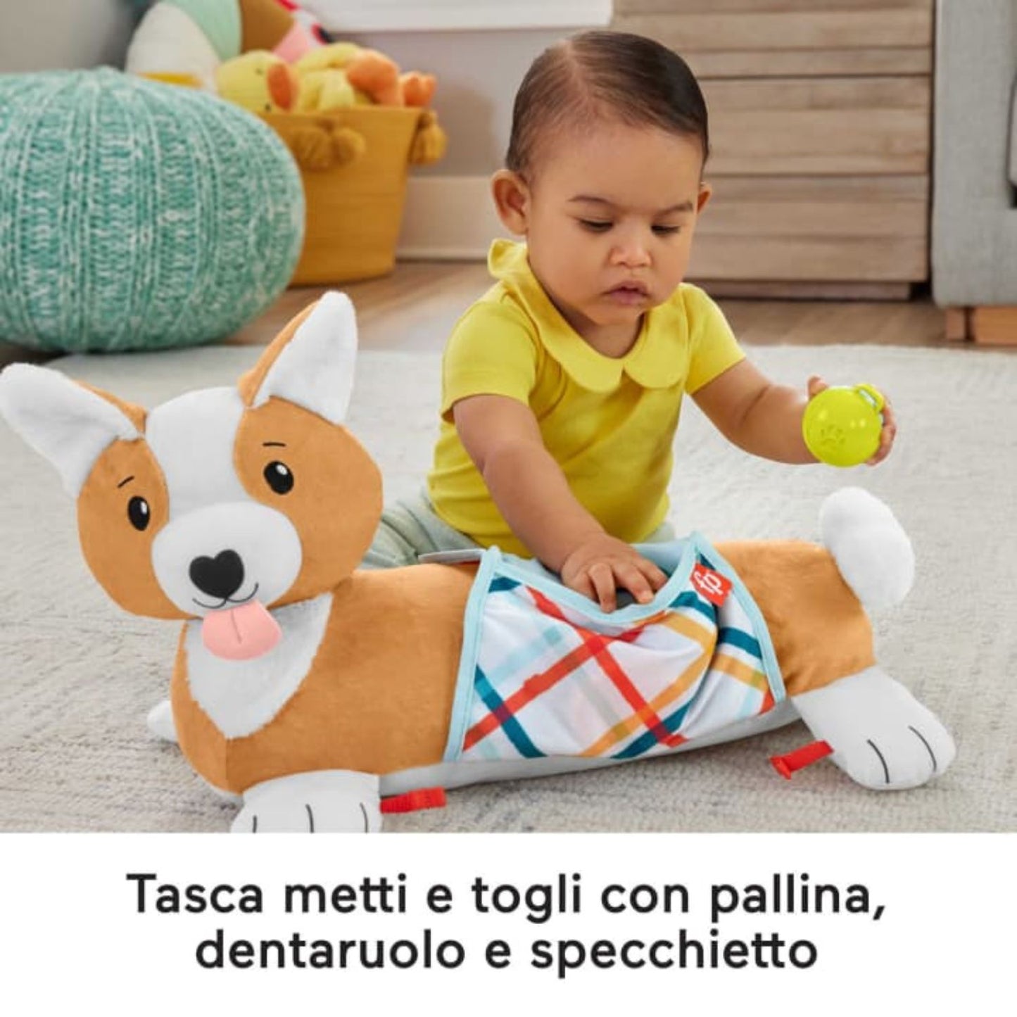 Fisher Price - Cuscino Corgi Tummy Time 3 In 1 HJW10
