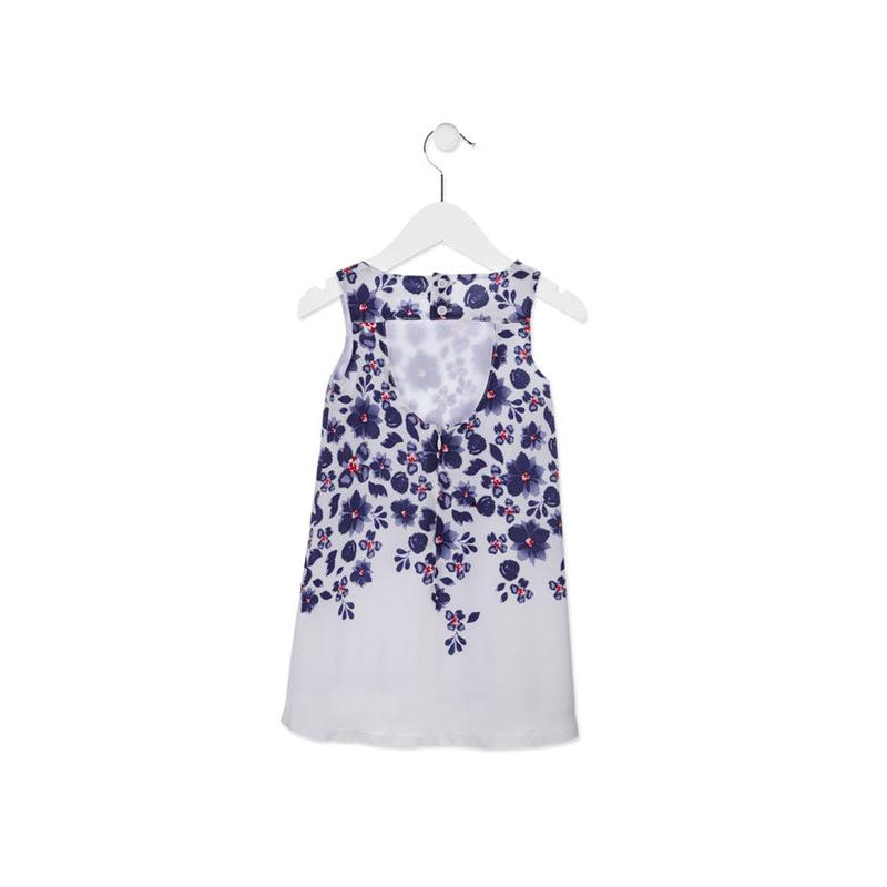Losan - Vestito Bambina Junior Smanicato Fiori Blu