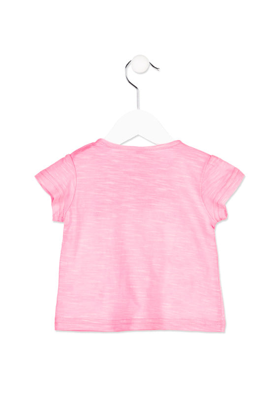 Losan - T-Shirt Bimba Baby Stampata Rosa Fluo