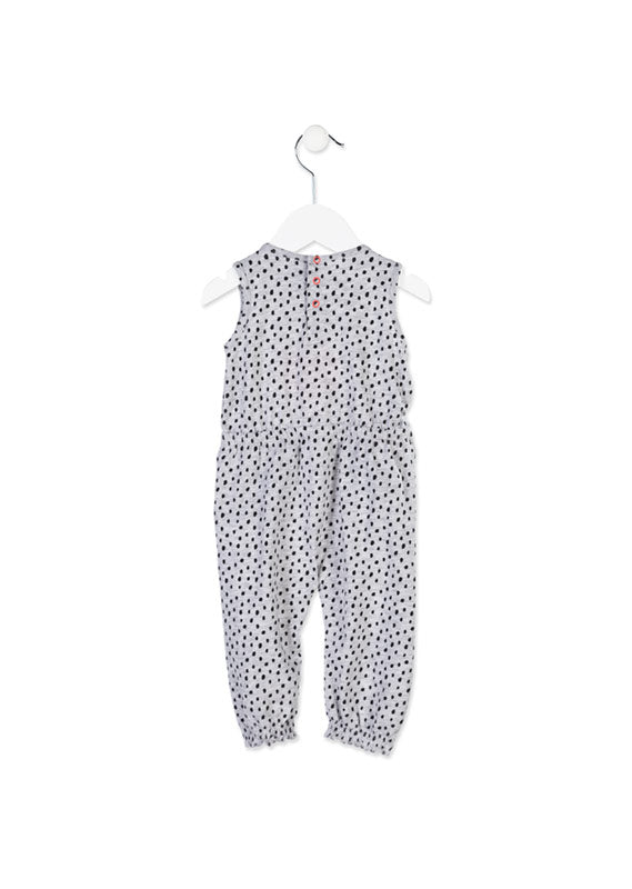 Losan - Gray Polka Dot Baby Girl Sleeveless Overall