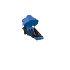 A blue Babyzen Yoyo stroller showcases its compact fold, ready for travel. 
