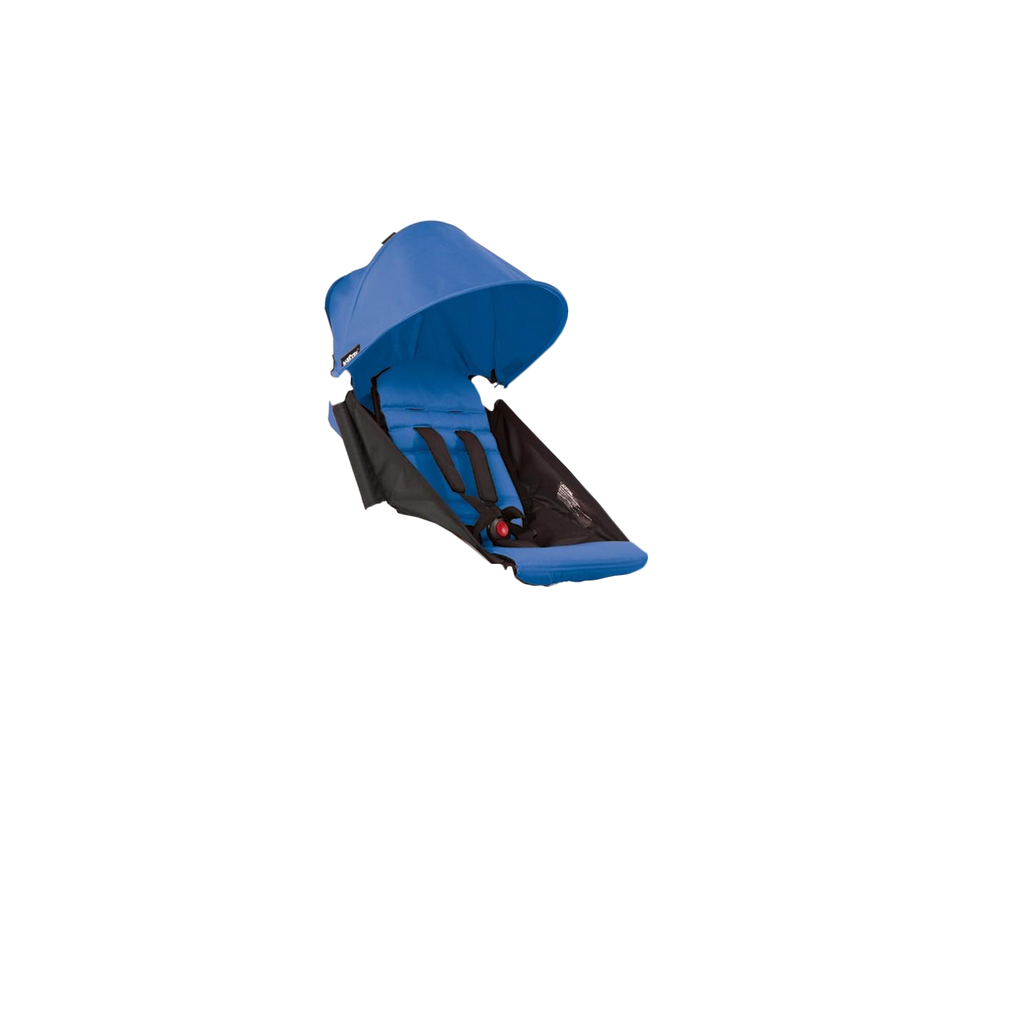 A blue Babyzen Yoyo stroller showcases its compact fold, ready for travel. 
