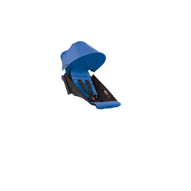 A blue Babyzen Yoyo stroller showcases its compact fold, ready for travel. 
