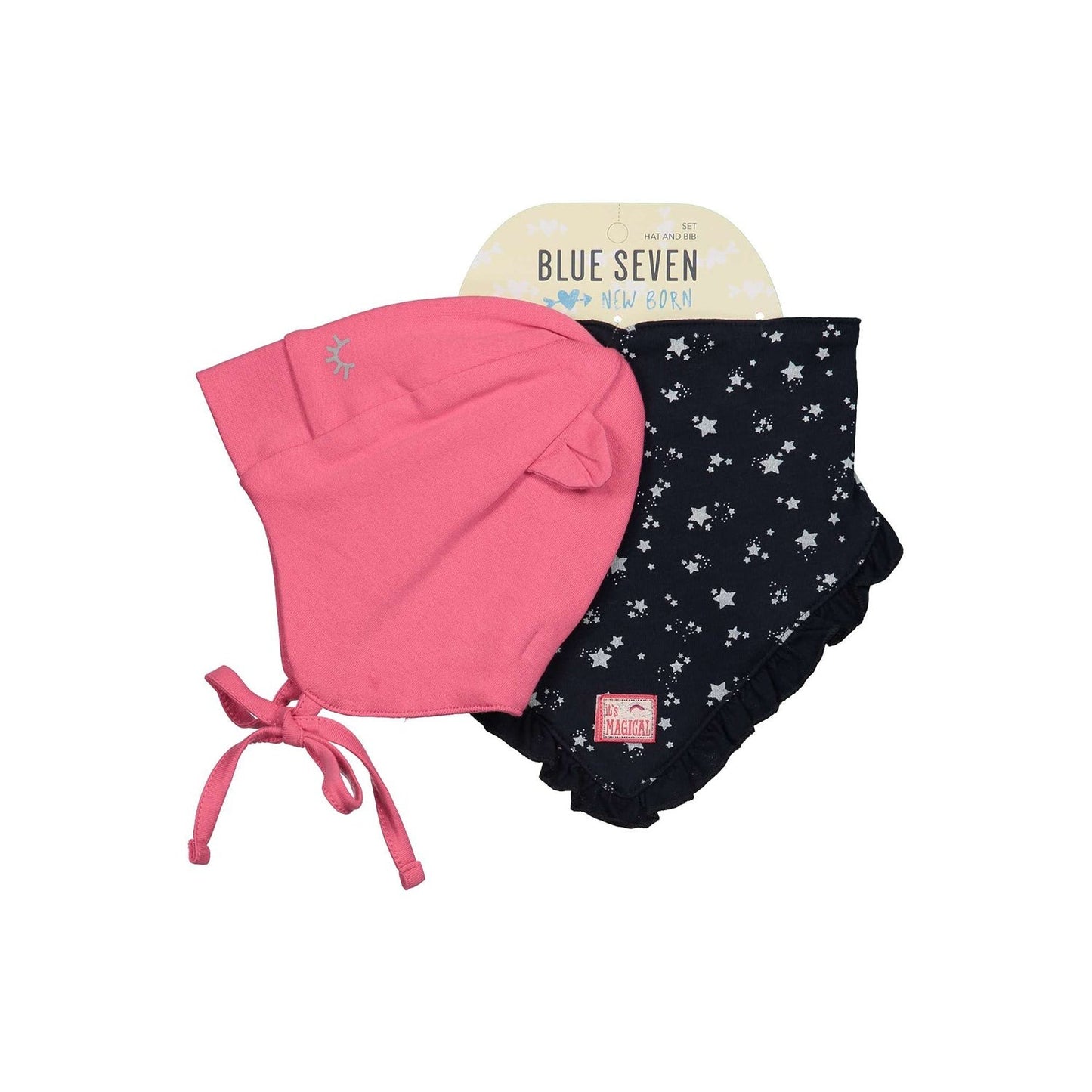 Blue Seven - Newborn Hat + Bib Set