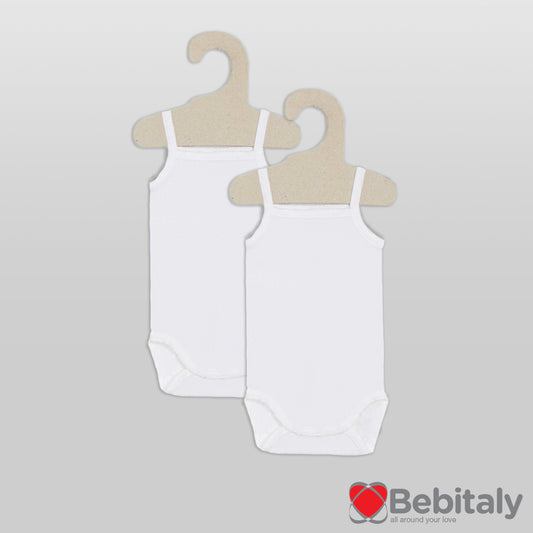Bebitaly Intimo - 2 Body Bianchi Bretelle Bimba 100% Cotone