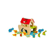 Globe - Noah's Ark in wood with 12 animals