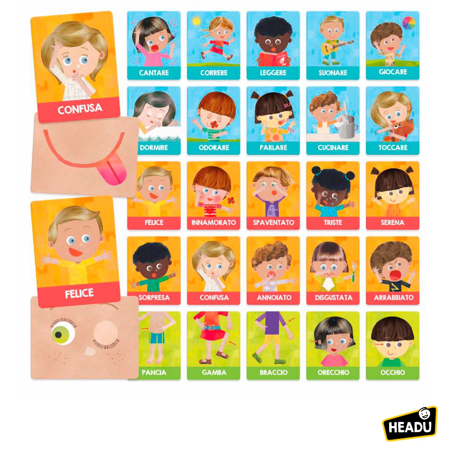 Headu - Montessori Flashcards Emotions and Actions IT23103