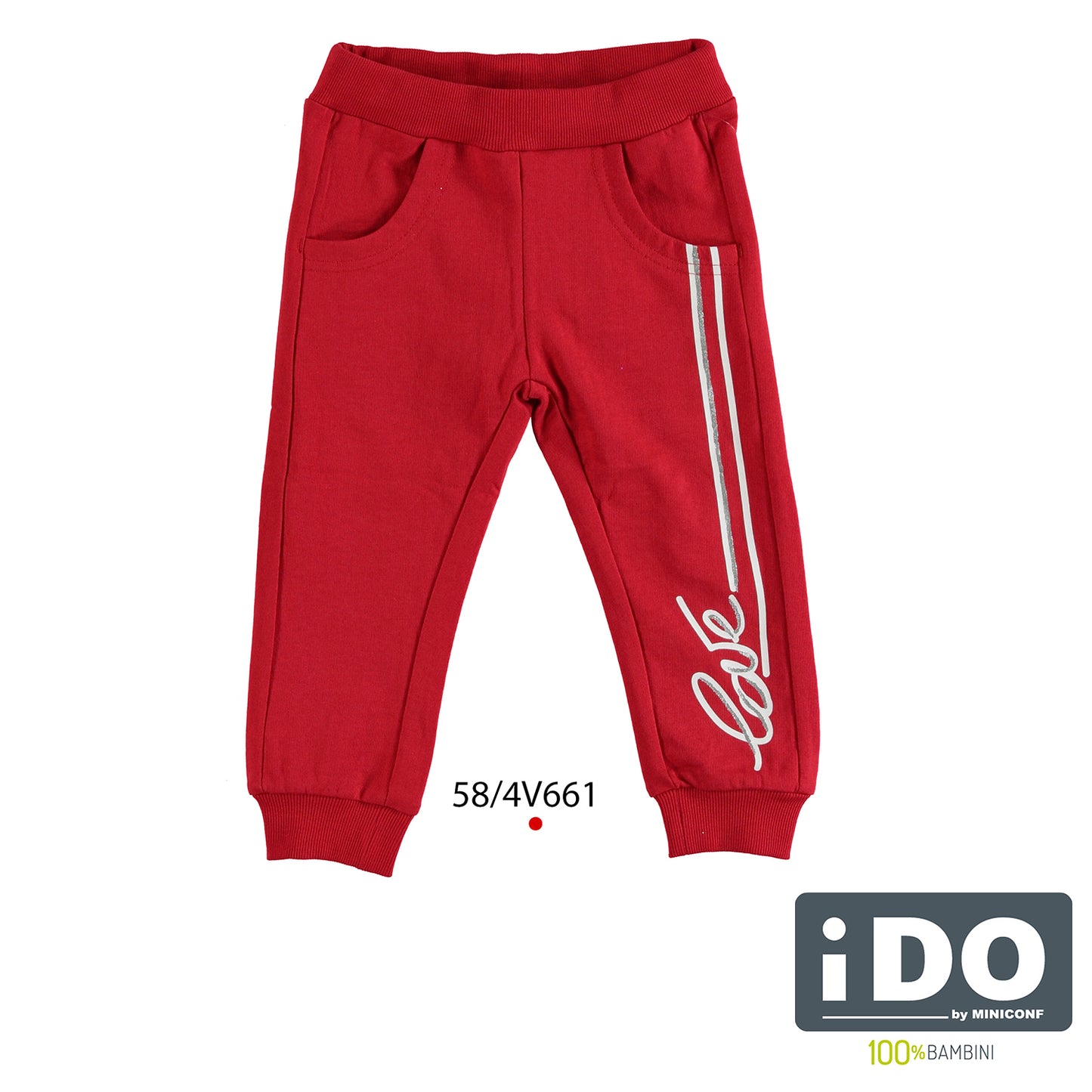 iDo - Pantaloni Lunghi Baby Bambina Rossi 9 Mesi - 4 Anni