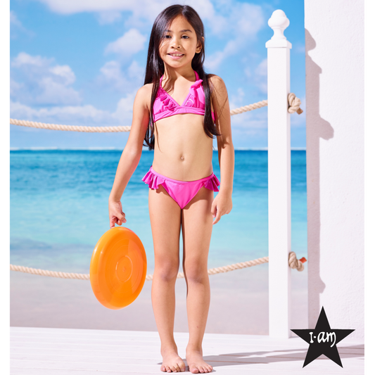 I Am Bikini - Bikini Fucsia Con Voulant Bambina Junior
