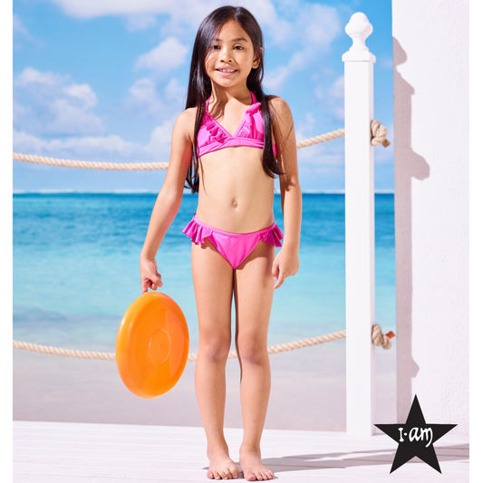 I Am Bikini - Fuchsia Bikini With Voulant For Girl Junior