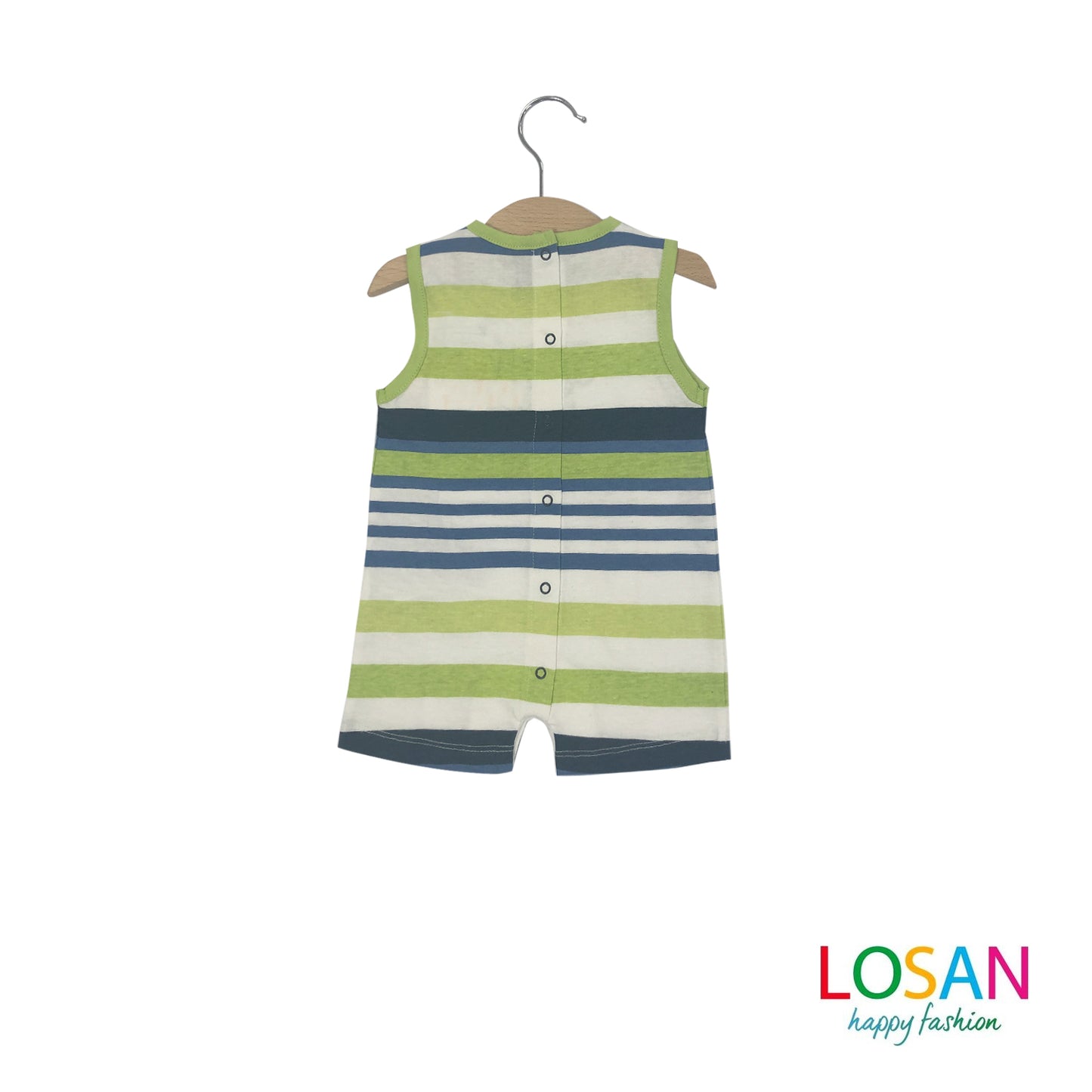 Losan - Baby Boy Green Striped Romper