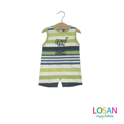 Losan - Baby Boy Green Striped Romper