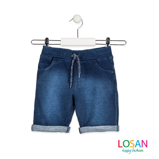 Losan - Bermuda Effetto Denim con Risvoltino Bambino Junior