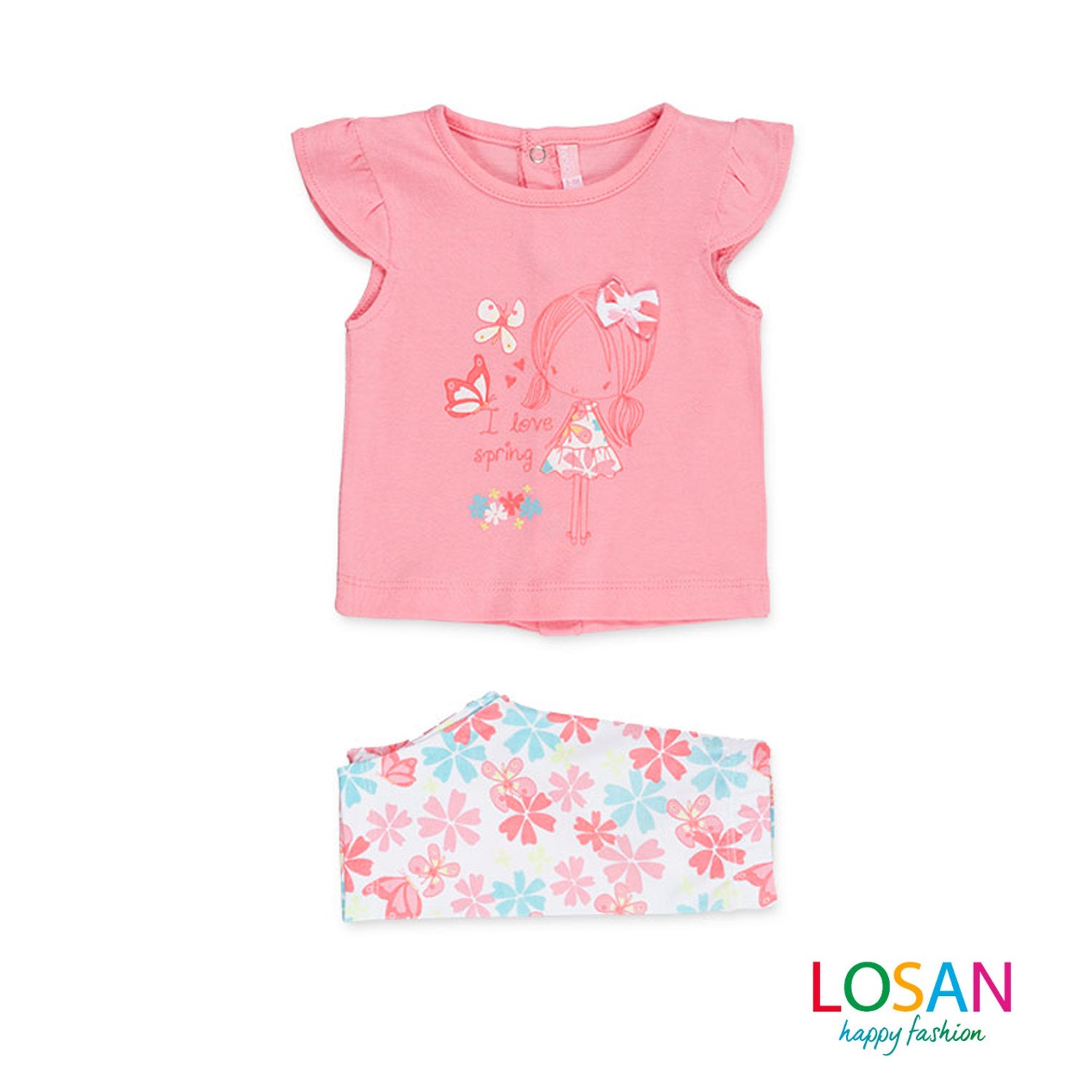 Losan - Completo a Fiori Maglietta + Leggings Neonata