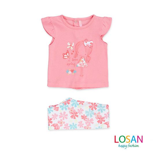 Losan - Completo a Fiori Maglietta + Leggings Neonata