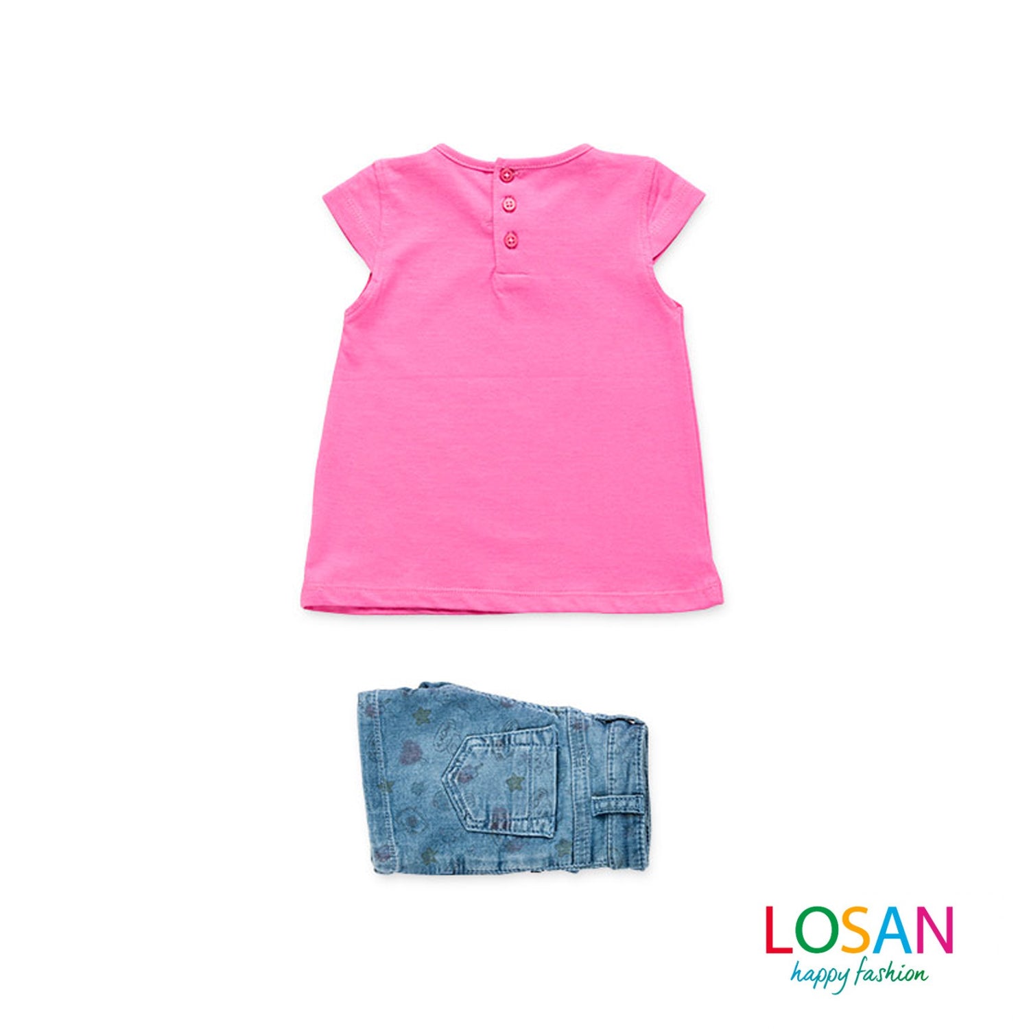 Losan - Completo Shorts + Maglietta Fucsia Baby Bambina