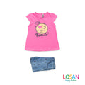 Losan - Completo Shorts + Maglietta Fucsia Baby Bambina