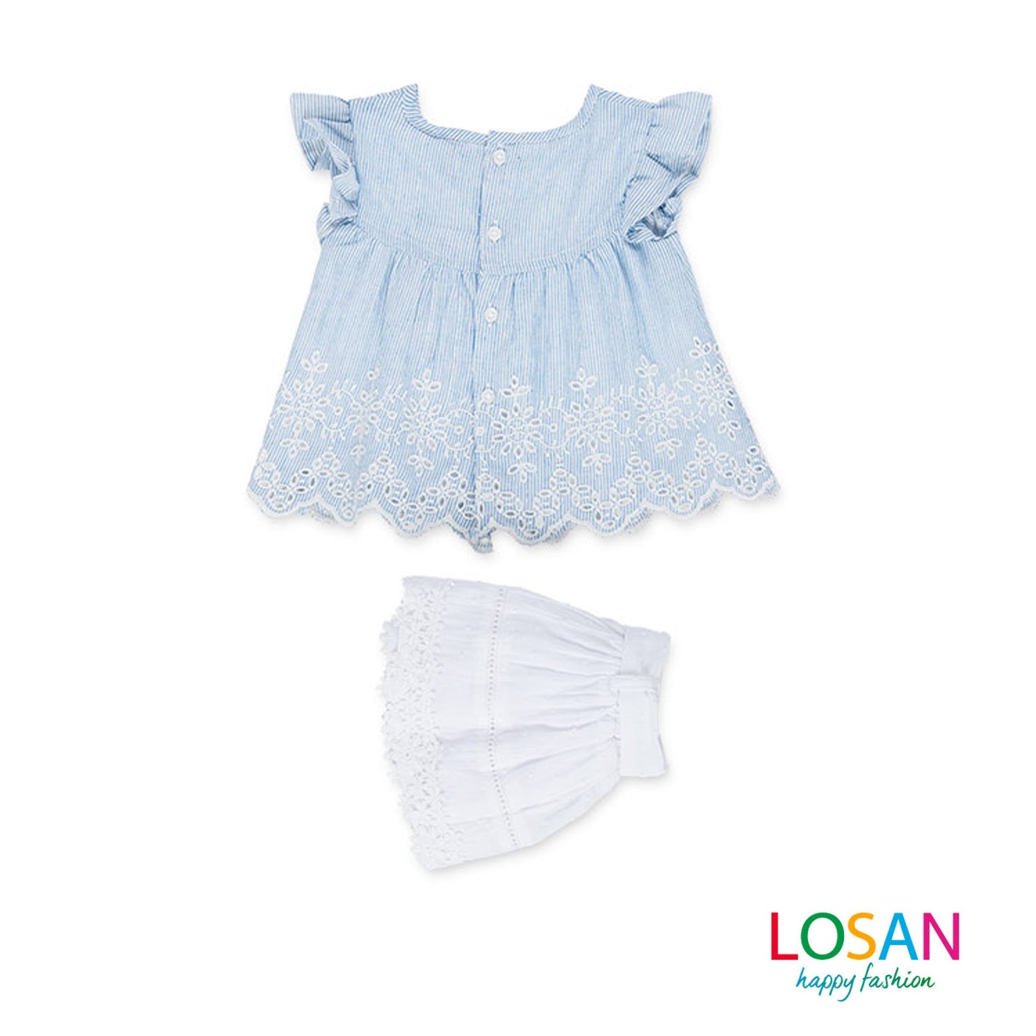 Losan - Completo Blusa e Gonna in Piazzo Sangallo Baby Bambina