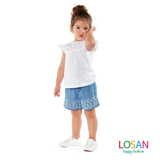 Losan - Completo Maglietta e Shorts in Denim Baby Bambina