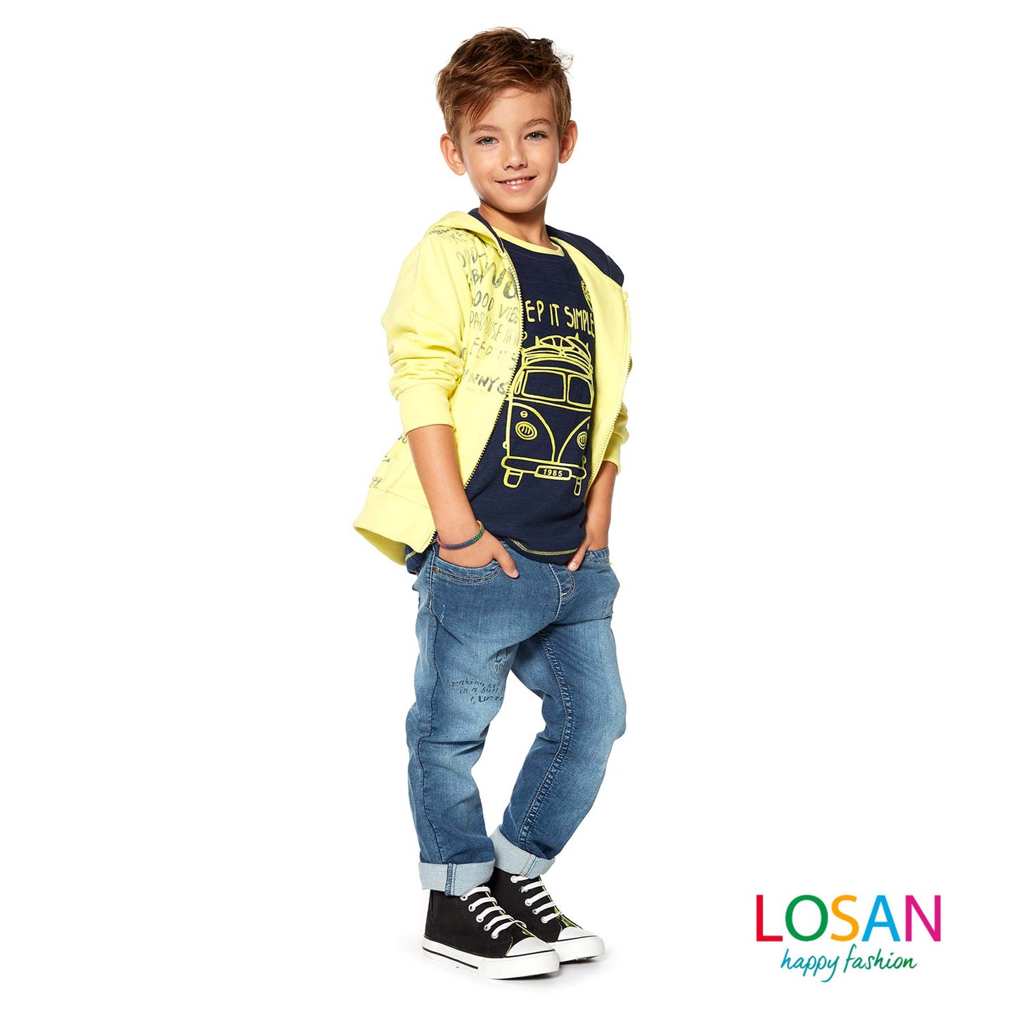 Losan - Felpa Gialla con Stampe Bambino Junior