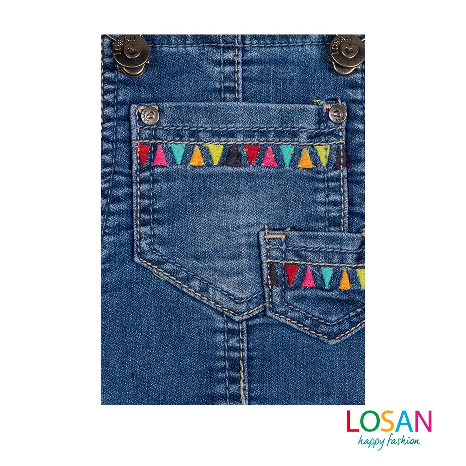 Losan - Salopette di Jeans Stile Etnico Bambina Junior