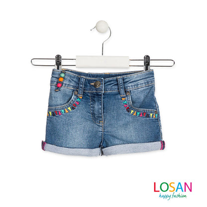 Losan - Shorts di Jeans Stile Etnico Bambina Junior