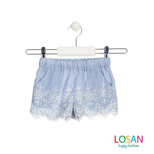 Losan - Shorts in Voile con Orlo Ricamato Bambina Junior
