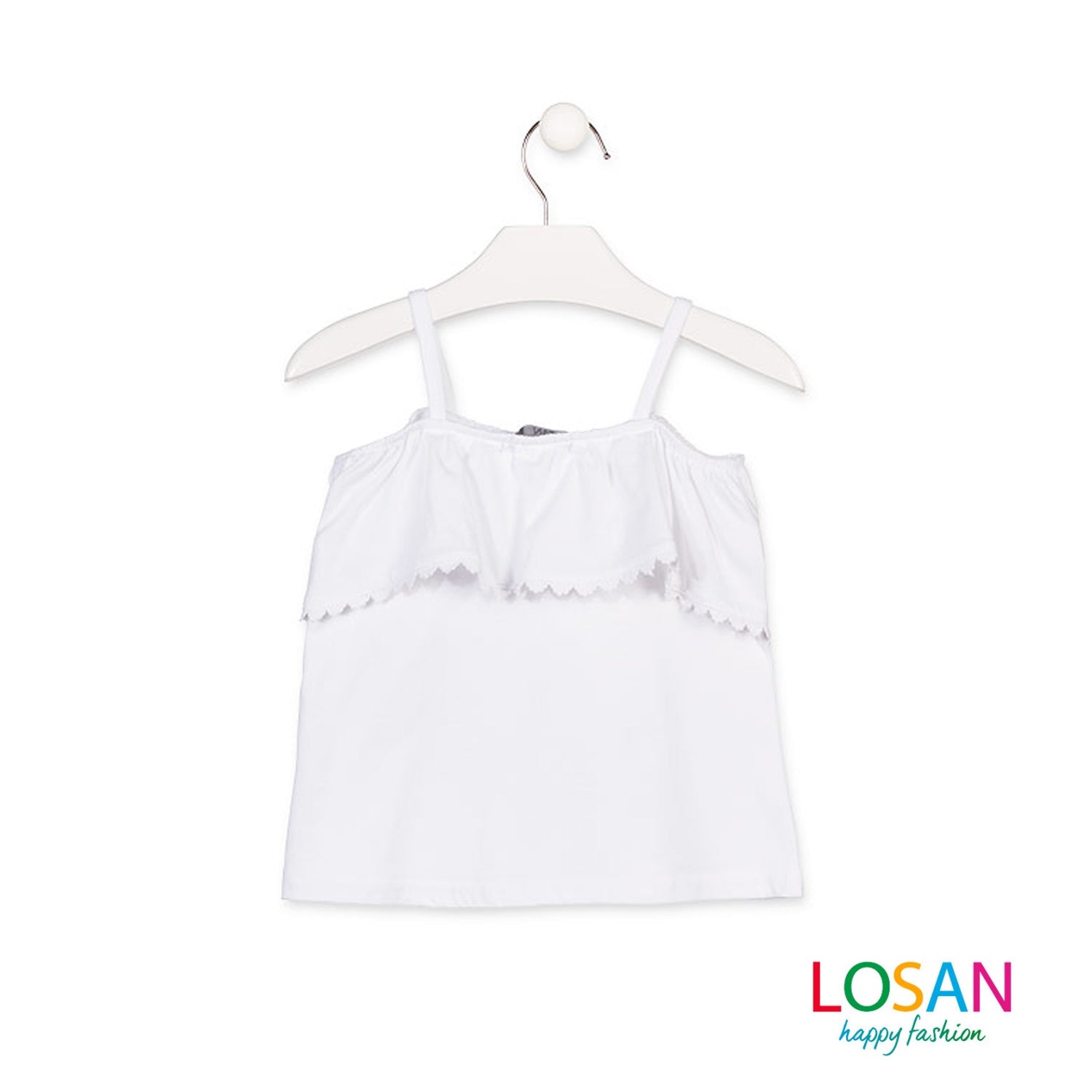 Losan - Top Bianco con Volant Bambina Junior