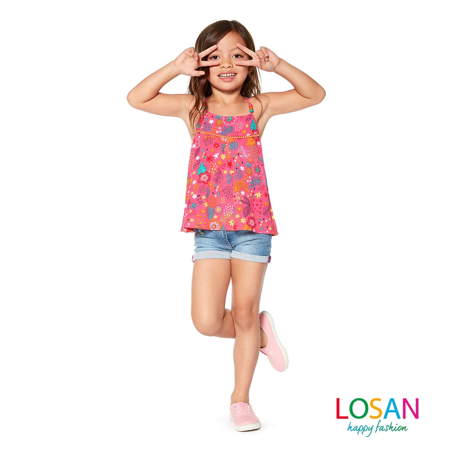 Losan - Top Fucsia in Stile Etnico Bambina Junior