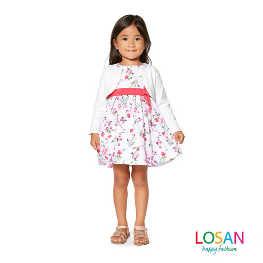 Losan - Vestito Floreale in Chiffon con Mutandina Baby Bambina