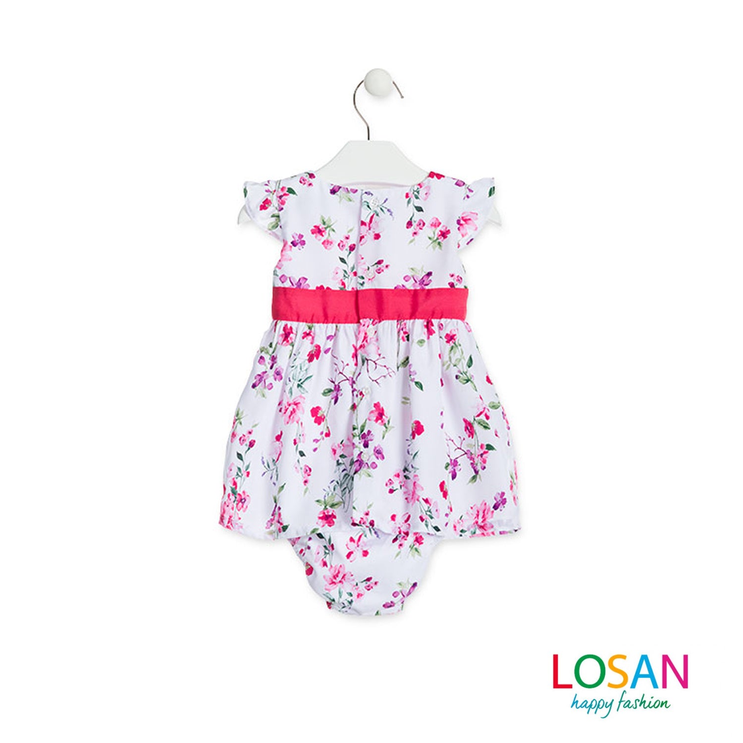 Losan - Vestito Floreale in Chiffon con Mutandina Baby Bambina