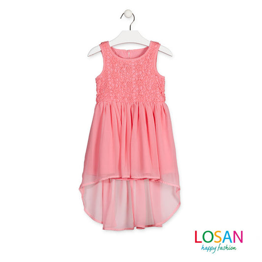 Losan - Vestito Elegante Rosa Corallo Bambina Junior